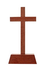 Image showing Wooden cross on white