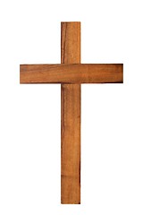 Image showing Wooden cross on white