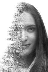 Image showing Double exposure of young beautyful girl