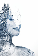 Image showing Double exposure of young beautyful girl