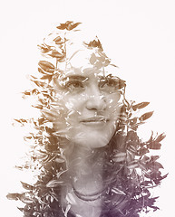 Image showing Double exposure of young beautyful girl