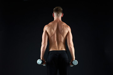 Image showing man with dumbbells exercising