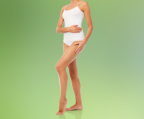 Image showing body of beautiful young woman in white underwear