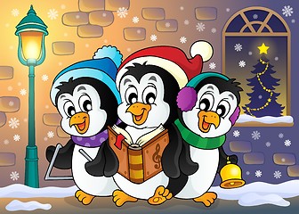 Image showing Christmas penguins theme image 5