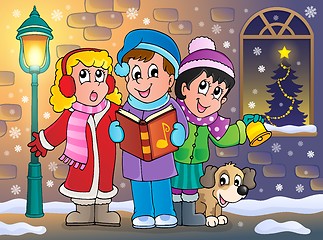 Image showing Christmas carol singers theme 5