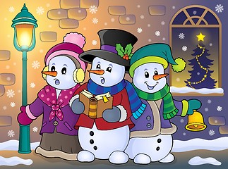 Image showing Snowmen carol singers theme image 5