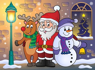 Image showing Christmas characters on sidewalk theme 1