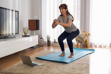 Image showing Doing exercise at home