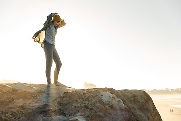 Image showing Woman over the cliff