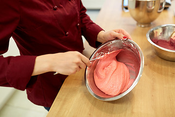 Image showing chef making macaron batter at confectionery