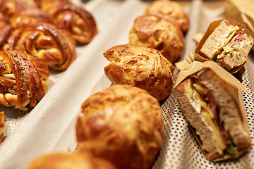 Image showing close up of bread, buns, pies and sandwiches