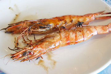 Image showing Grilled prawns