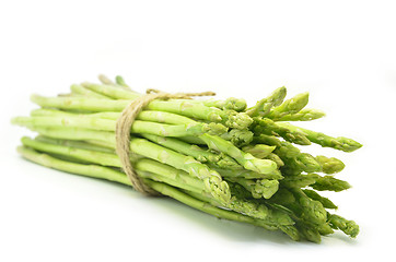 Image showing Bundle of green asparagus shoots