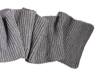 Image showing knitted grey scarf isolated on white background