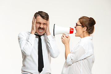 Image showing Listening, Megaphone, Shouting.