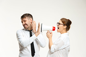 Image showing Listening, Megaphone, Shouting.