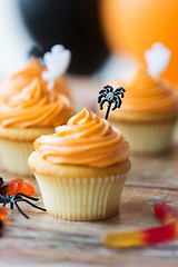 Image showing halloween party cupcakes or muffins on table