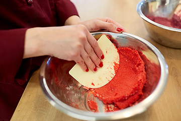 Image showing chef making macaron batter at confectionery