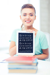 Image showing smiling student girl with tablet pc