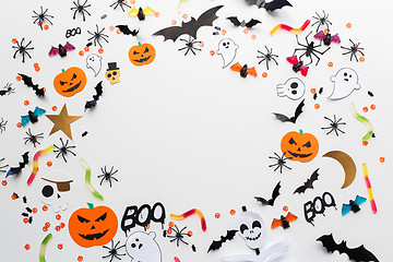 Image showing halloween party paper decorations and sweets