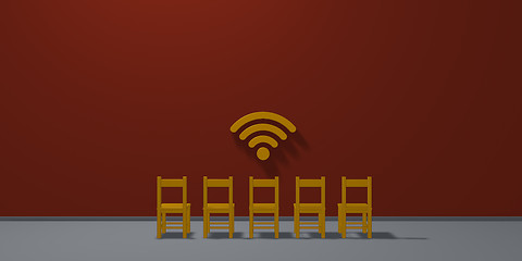 Image showing row of chairs and wifi symbol - 3d rendering