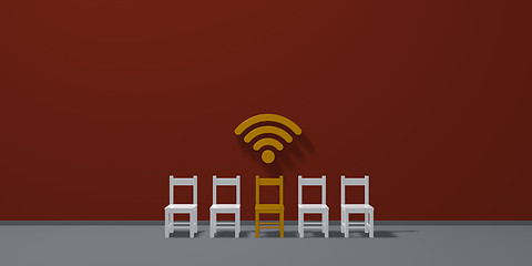 Image showing row of chairs and wifi symbol - 3d rendering