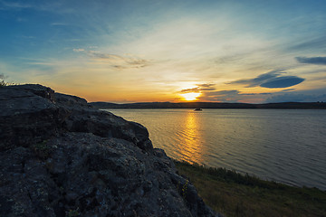 Image showing Beauty sunrise at the lake