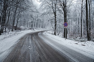 Image showing Winter drive in the mountains