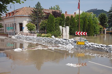 Image showing Flooded street and houses