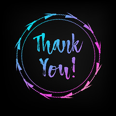 Image showing Hand lettered multicolored Thank You text.