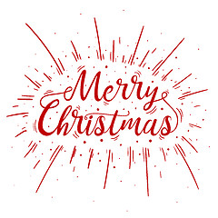 Image showing Hand lettered red Merry Christmas text with burst.