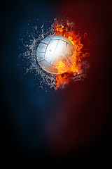 Image showing Volleyball sports tournament modern poster template.