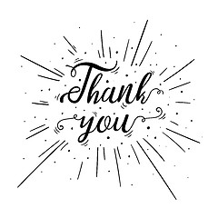 Image showing Hand lettered Thank You text with burst.