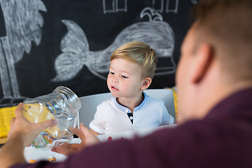 Image showing Cute little toddler boy at child therapy session.