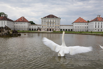 Image showing Dramatic scenery of post storm sunset of Nymphenburg palace in Munich Germany.