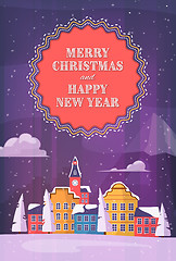 Image showing Merry christmass and Happy New Year card, poster.