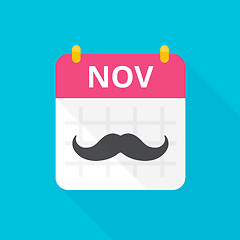 Image showing November calendar with vintage curly moustache.