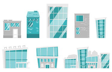 Image showing Modern buildings vector cartoon illustrations set.