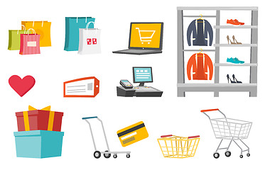 Image showing Shopping vector cartoon illustrations set.