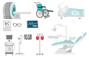 Image showing Medical equipment vector cartoon illustrations set