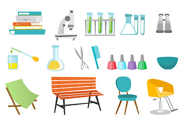 Image showing Hairdressing tools and laboratory equipment set.