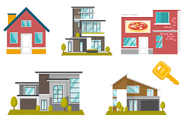 Image showing Houses vector cartoon illustrations set.