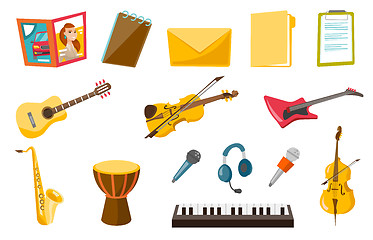 Image showing Musical instruments vector illustrations set.