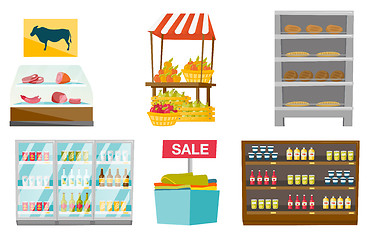 Image showing Store furniture vector cartoon illustrations set.