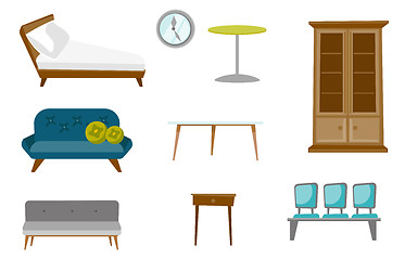 Image showing Furniture vector cartoon illustrations set.
