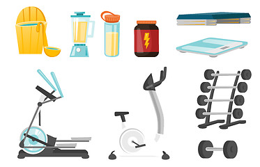 Image showing Sport equipment vector cartoon illustrations set.