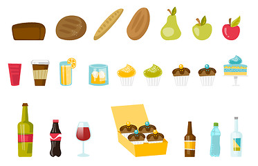 Image showing Food and drinks vector cartoon illustrations set.