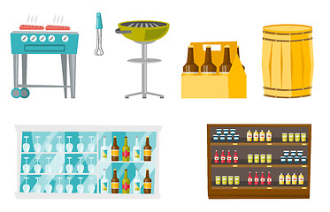 Image showing Food and drinks vector cartoon illustrations set.