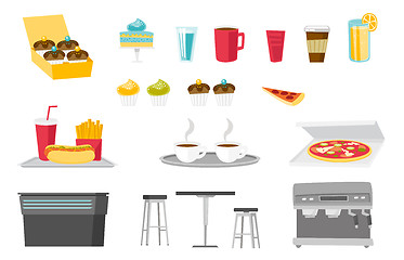 Image showing Food and drinks vector cartoon illustrations set.