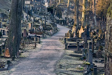 Image showing Graveyard with tombstones